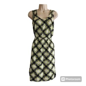 Banana Republic White Black Midi Sleeveless Dress Size 4